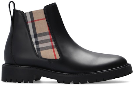 (W) Botas Chelsea de Cuero Burberry Vintage Check Negro Beige 8033228 Order (W) Botas Chelsea de Cuero Burberry Vintage Check Negro Beige 8033228