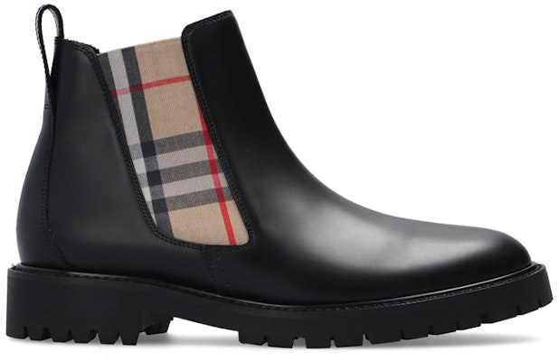 (Women) Burberry Vintage Check Leather Chelsea Boot Black Beige 8033228 Order (Women) Burberry Vintage Check Leather Chelsea Boot Black Beige 8033228