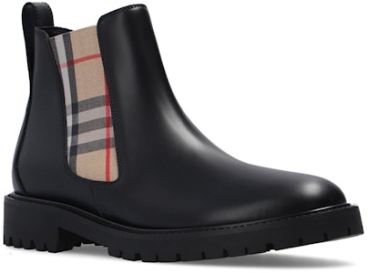 (W) Botas Chelsea de Cuero Burberry Vintage Check Negro Beige 8033228 Lookbook (W) Botas Chelsea de Cuero Burberry Vintage Check Negro Beige 8033228