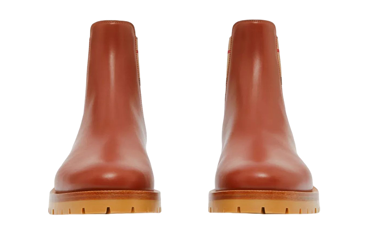 Lookbook (W) Burberry Vintage Check Boots Kulit Chelsea 'Coklat Muda' 80614201