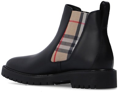 (W) Botas Chelsea de Cuero Burberry Vintage Check Negro Beige 8033228 Shop (W) Botas Chelsea de Cuero Burberry Vintage Check Negro Beige 8033228