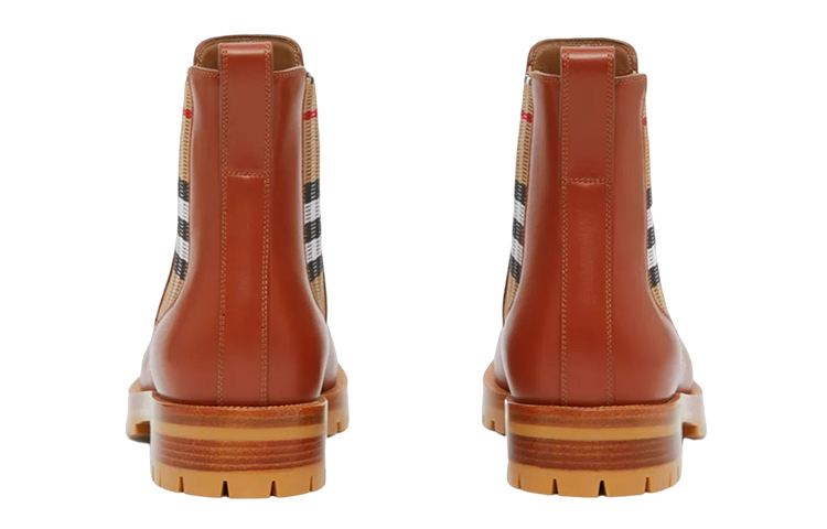 Shop (W) Burberry Vintage Check Boots Kulit Chelsea 'Coklat Muda' 80614201