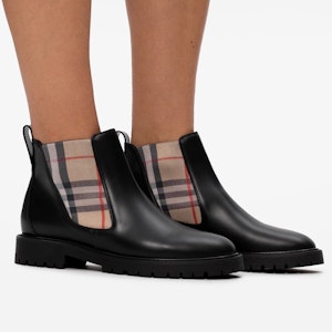 (W) Botas Chelsea de Cuero Burberry Vintage Check Negro Beige 8033228 Details for (W) Botas Chelsea de Cuero Burberry Vintage Check Negro Beige 8033228