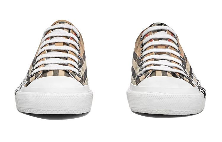 (W) Burberry Vintage Check Logo Print Canvas Sneakers 'Archive Beige' 圖 3