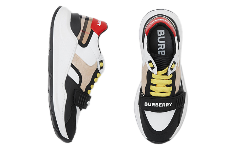 (W) Burberry Vintage Check Nylon and Suede Sneakers 'Archive Beige' 圖 4