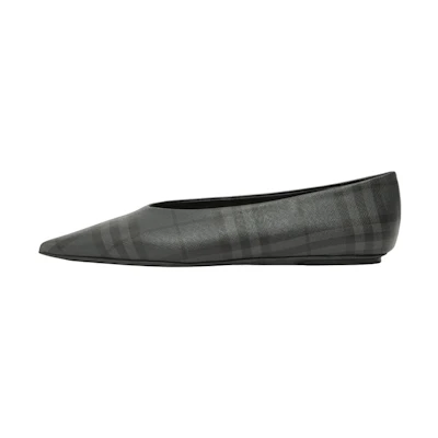 (W) Burberry Vintage Check Pointed Ballet 'Charcoal Black'