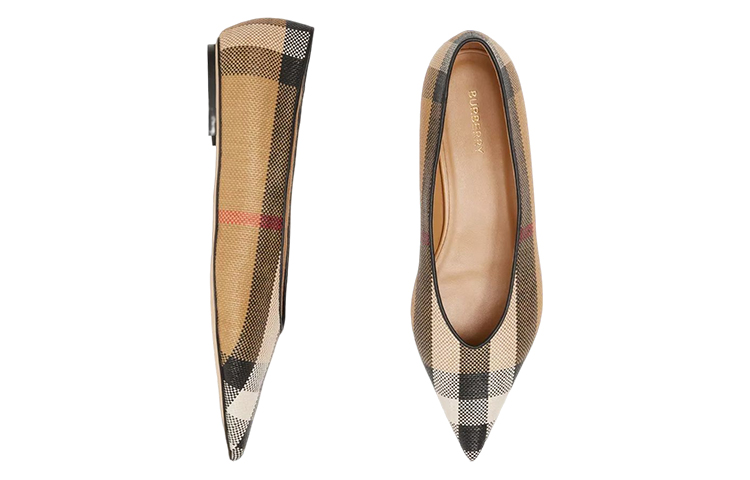 (W) Burberry Vintage Check Pointed Ballet Flats 'Beige' 圖 4