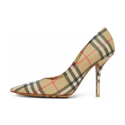 (W) Burberry Vintage Check Pointed High Heel 'Beige'