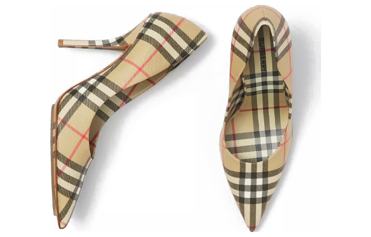 (W) Burberry Vintage Check Pointed High Heel 'Beige' 圖 4