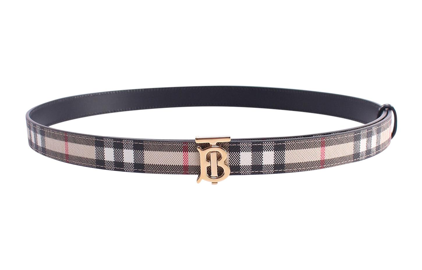 (Women) Burberry Vintage Check Reversible Calfskin Leather Belt Beige/Black Women. 80524841