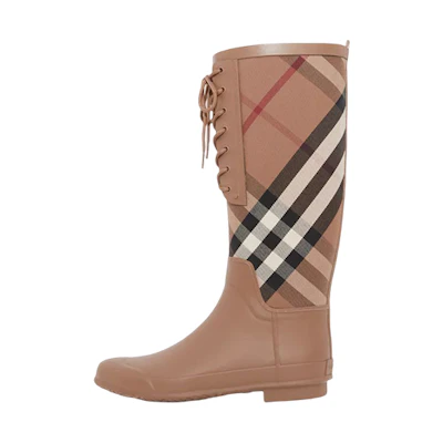 (W) Burberry Vintage Check Rubber Rain Boots 'Birch Brown'