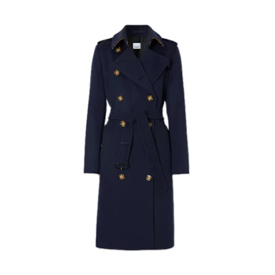 (Women) Burberry Vintage Collar Cashmere Trench Coat Navy Blue 80233561