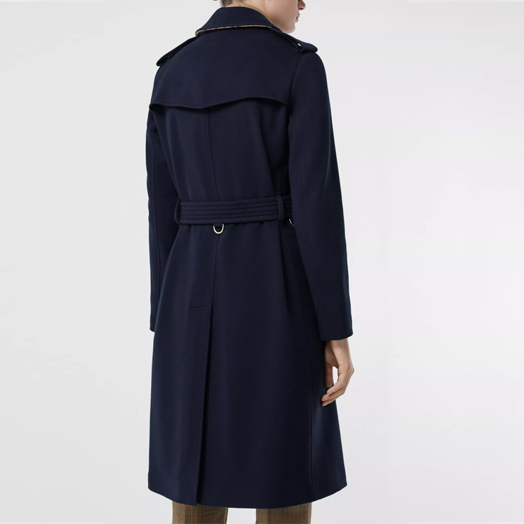 (Women) Burberry Vintage Collar Cashmere Trench Coat Navy Blue 80233561 圖 4