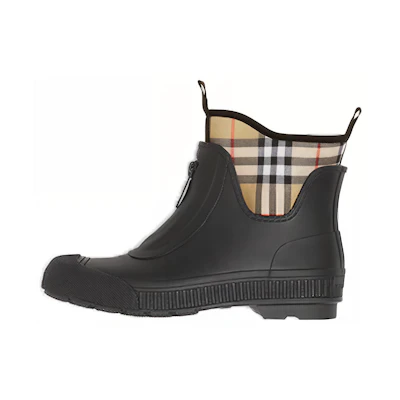 (W) Burberry Vintage Rubber Short Boots 'Warm Wrap Check Black'