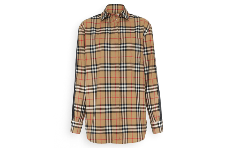 (Women) Burberry Vintage Satin Check Long Sleeve Shirt - Classic Yellow 80032061 圖 2