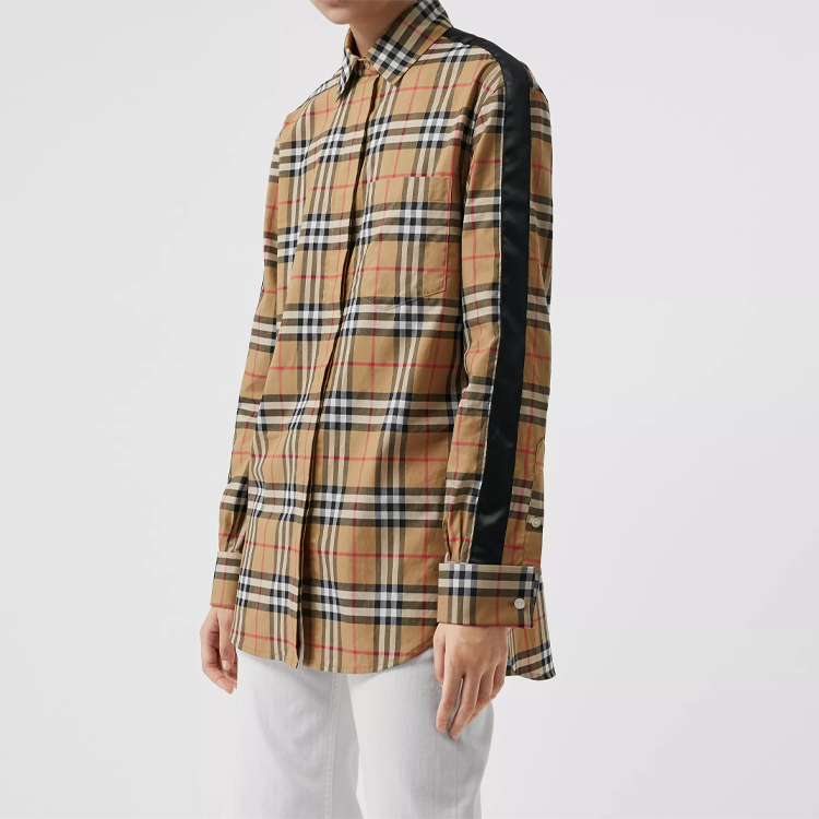 (Women) Burberry Vintage Satin Check Long Sleeve Shirt - Classic Yellow 80032061 圖 3