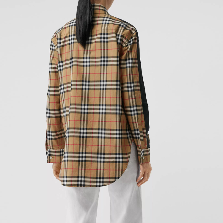 (Women) Burberry Vintage Satin Check Long Sleeve Shirt - Classic Yellow 80032061 圖 4