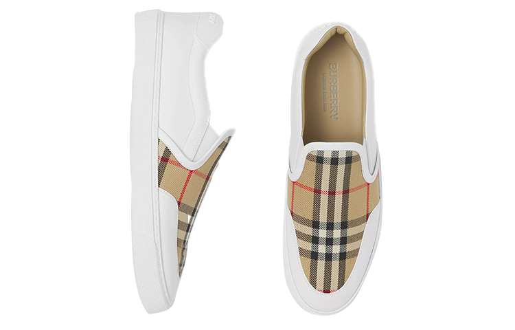 Shop (W) Burberry Vintage Slip-On Sneaker ''Karierte Leder Weiß Braun'' 80381821