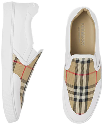 (W) Burberry Vintage Slip-On Sneaker ''Karierte Leder Weiß Braun'' 80381821 Shop (W) Burberry Vintage Slip-On Sneaker ''Karierte Leder Weiß Braun'' 80381821
