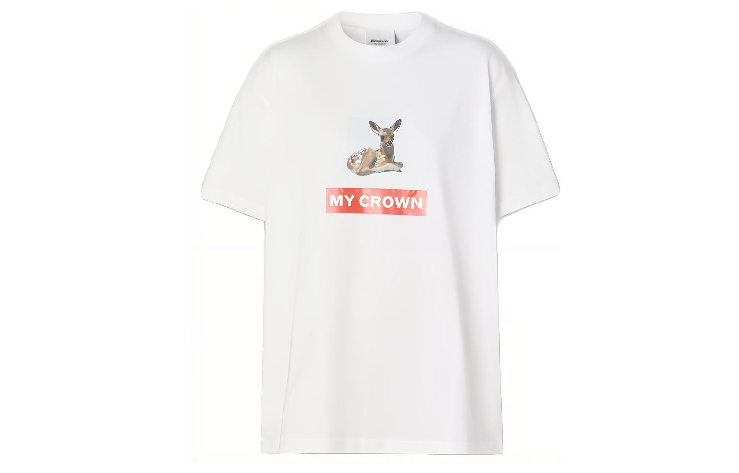 (Women) Burberry White Cotton T-Shirt with Deer Print 80136641 圖 2