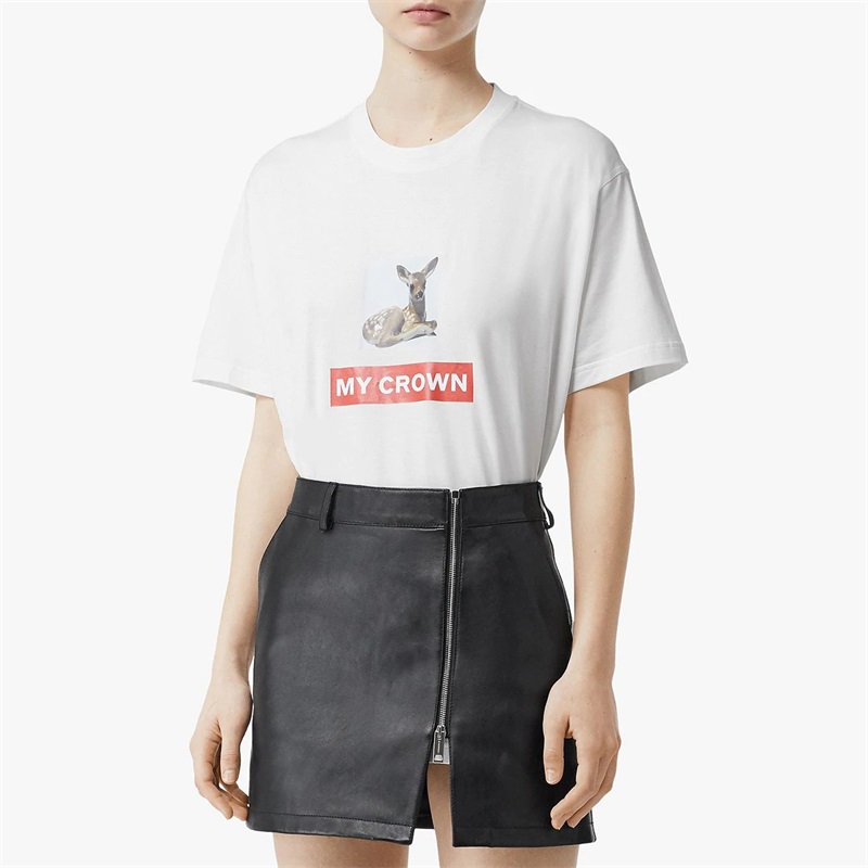 (Women) Burberry White Cotton T-Shirt with Deer Print 80136641 圖 3