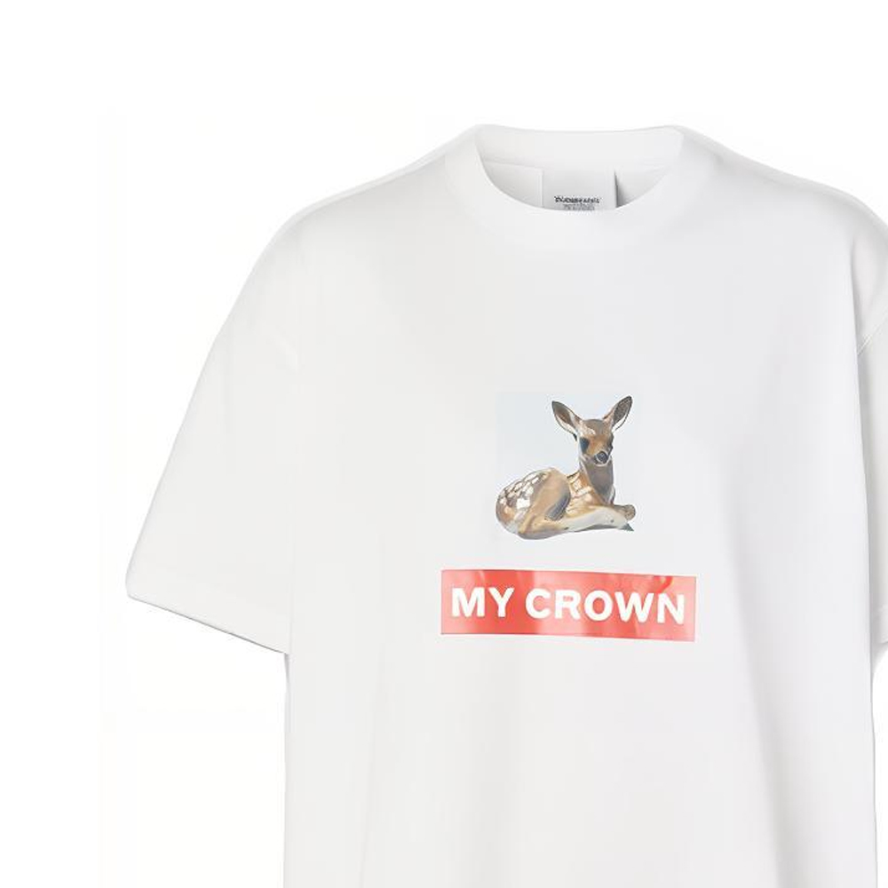 (Women) Burberry White Cotton T-Shirt with Deer Print 80136641 圖 6