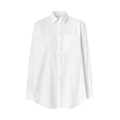 (Women) Burberry White Embossed Long-Sleeve Shirt 80210521
