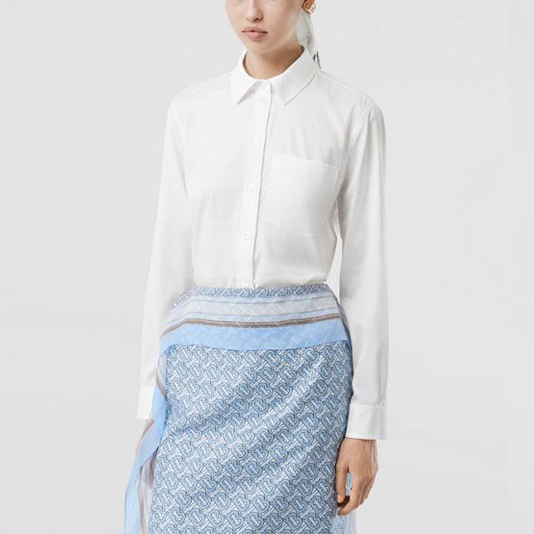 (Women) Burberry White Embossed Long-Sleeve Shirt 80210521 圖 3