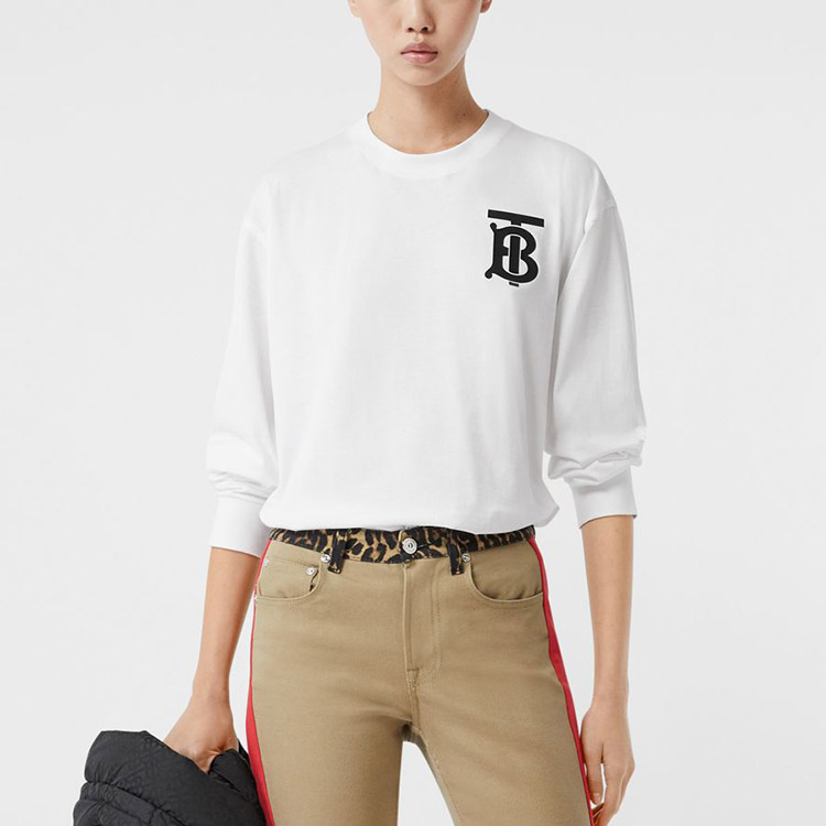 Shop (W) Burberry 白色 FW20 TB 標誌長袖圓領T恤 80243411