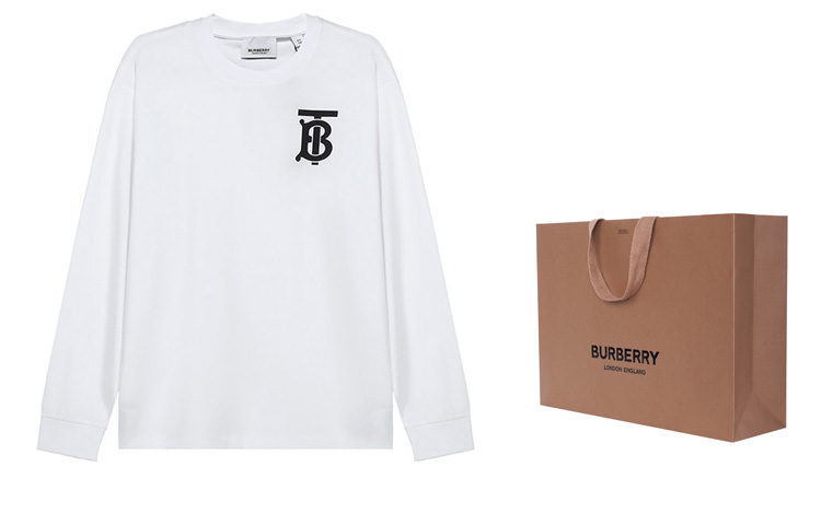 Sizing (W) Burberry 白色 FW20 TB 標誌長袖圓領T恤 80243411