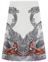 (Women) Burberry White High-Waist Midi Skirt with Deer Print Casual Design. 80428211 (Women) Burberry White High-Waist Midi Skirt with Deer Print Casual Design. 80428211