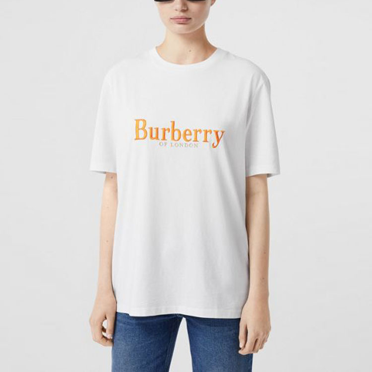 (Women) Burberry White Letter Embroidered Casual Crewneck T-Shirt. 80205711 圖 3