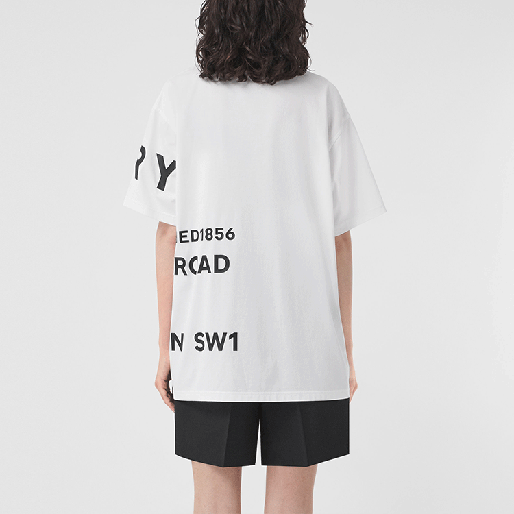 Shop (W) 博柏利白色字母印花宽松圆领短袖T恤 80487481