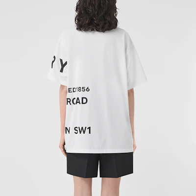 (W) 博柏利白色字母印花宽松圆领短袖T恤 80487481 Shop (W) 博柏利白色字母印花宽松圆领短袖T恤 80487481