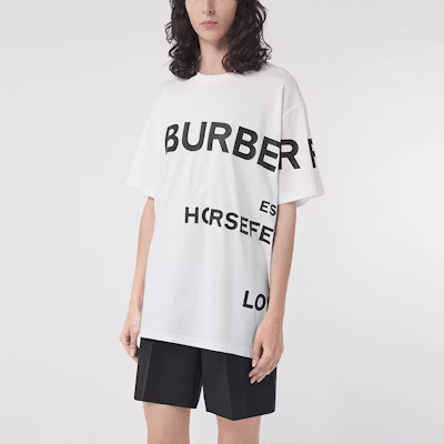 (W) 博柏利白色字母印花宽松圆领短袖T恤 80487481 Purchase (W) 博柏利白色字母印花宽松圆领短袖T恤 80487481