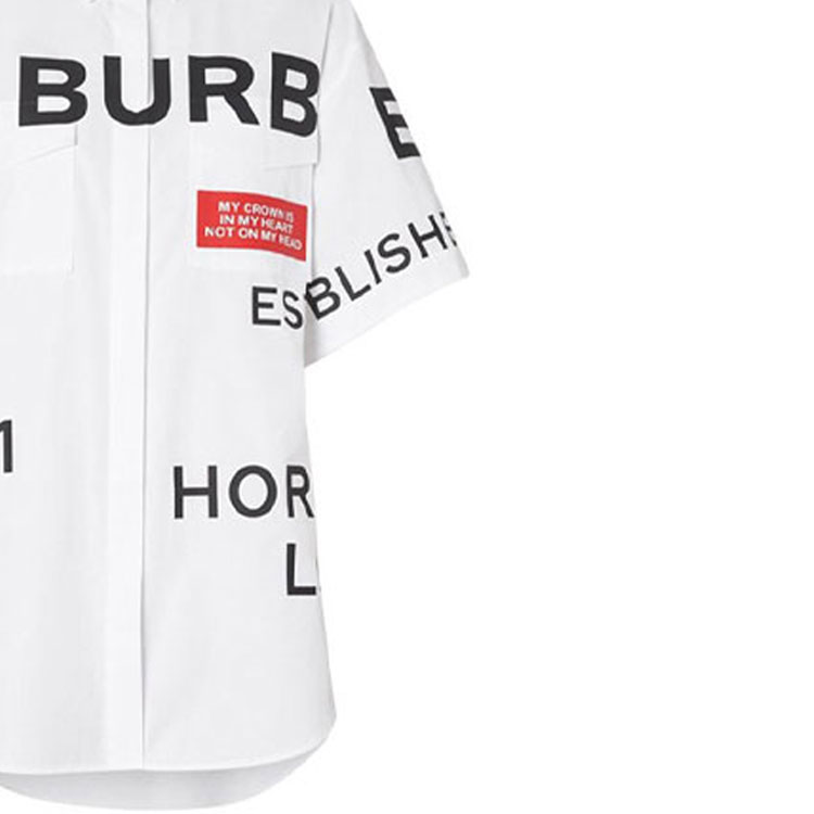 (Women) Burberry White Letter Print Long Sleeve Button-Down Shirt. 80142201 圖 6