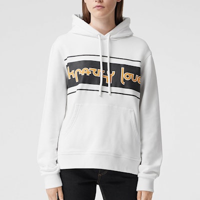 (Women) Burberry White Logo Print Hooded Pullover Sweatshirt 80360421 Shop (Women) Burberry White Logo Print Hooded Pullover Sweatshirt 80360421