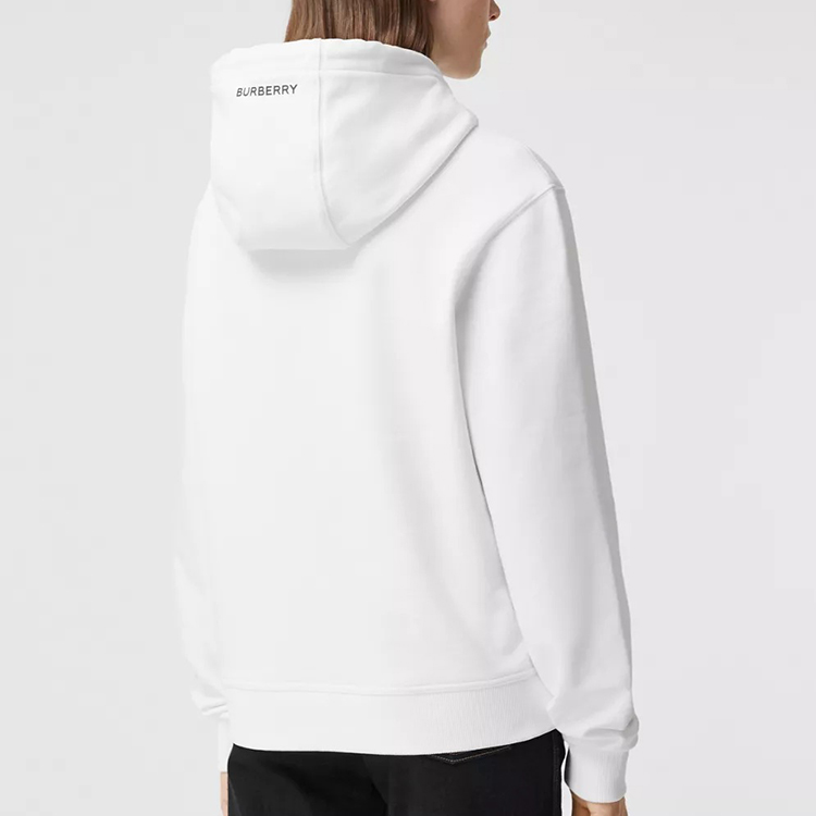 Purchase (Women) Burberry White Logo Print Hooded Pullover Sweatshirt 80360421