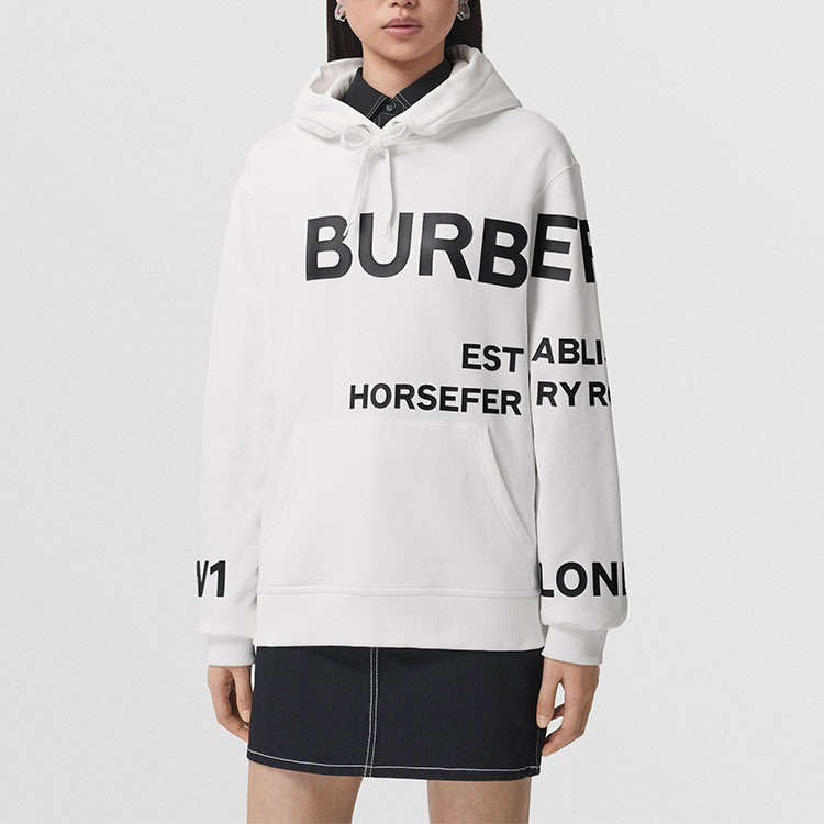 (Women) Burberry White Logo Print Oversized Hoodie. 80487491 圖 4