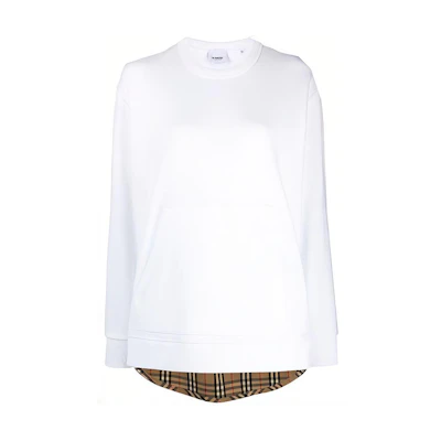 (Women) Burberry White Long Sleeve T-Shirt with Checkered Pattern. 80462821