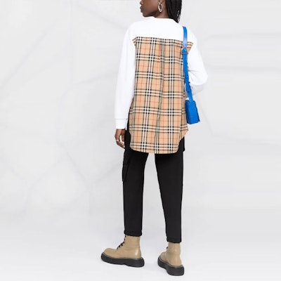 (W) Burberry 白色格紋長袖T恤。 80462821 Shop (W) Burberry 白色格紋長袖T恤。 80462821