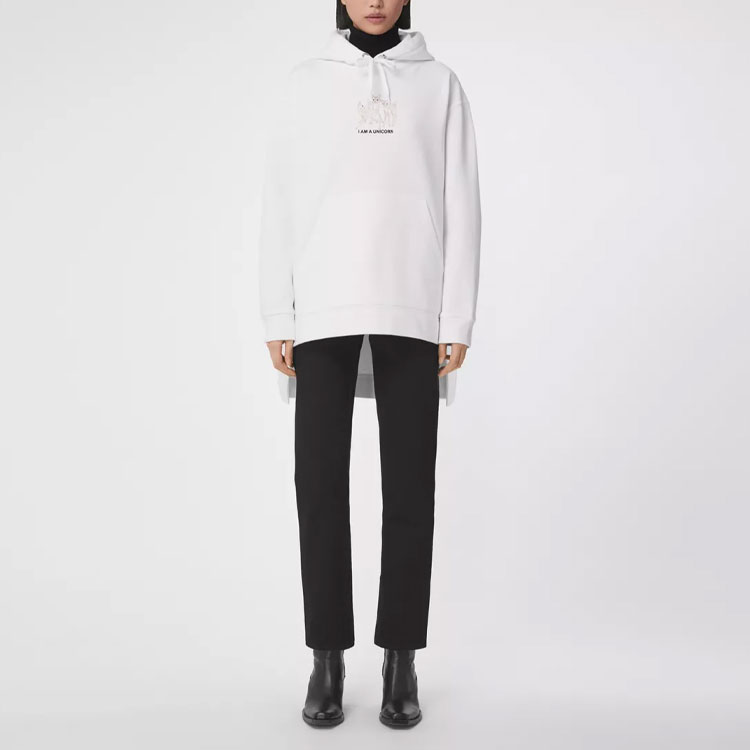 (Women) Burberry White Loose-Fit Embroidered Deer Cotton Hoodie. 80432261 圖 5