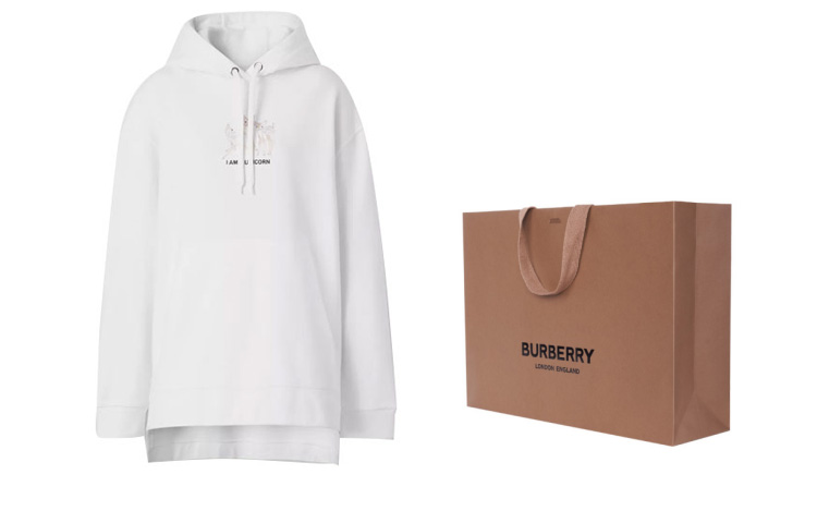 (Women) Burberry White Loose-Fit Embroidered Deer Cotton Hoodie. 80432261 圖 7