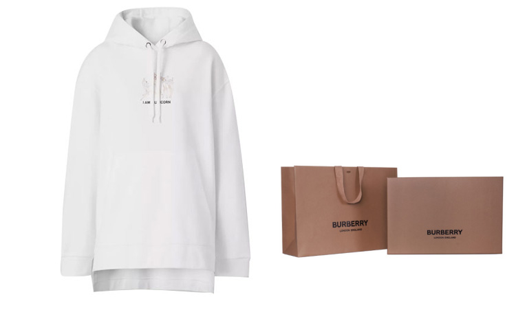 (Women) Burberry White Loose-Fit Embroidered Deer Cotton Hoodie. 80432261 圖 8