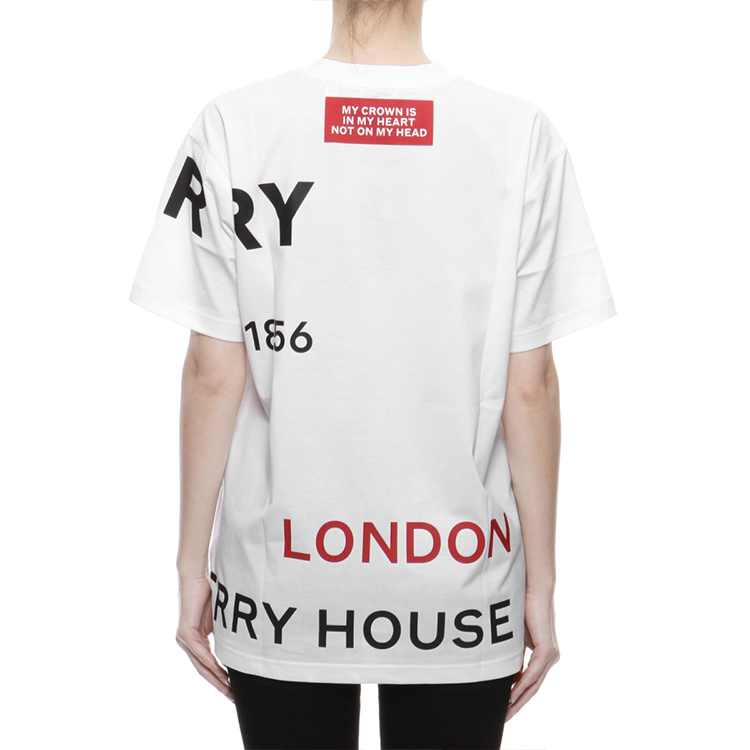 (Women) Burberry White Loose-Fit Letter Print Crewneck T-Shirt 80171031 圖 4
