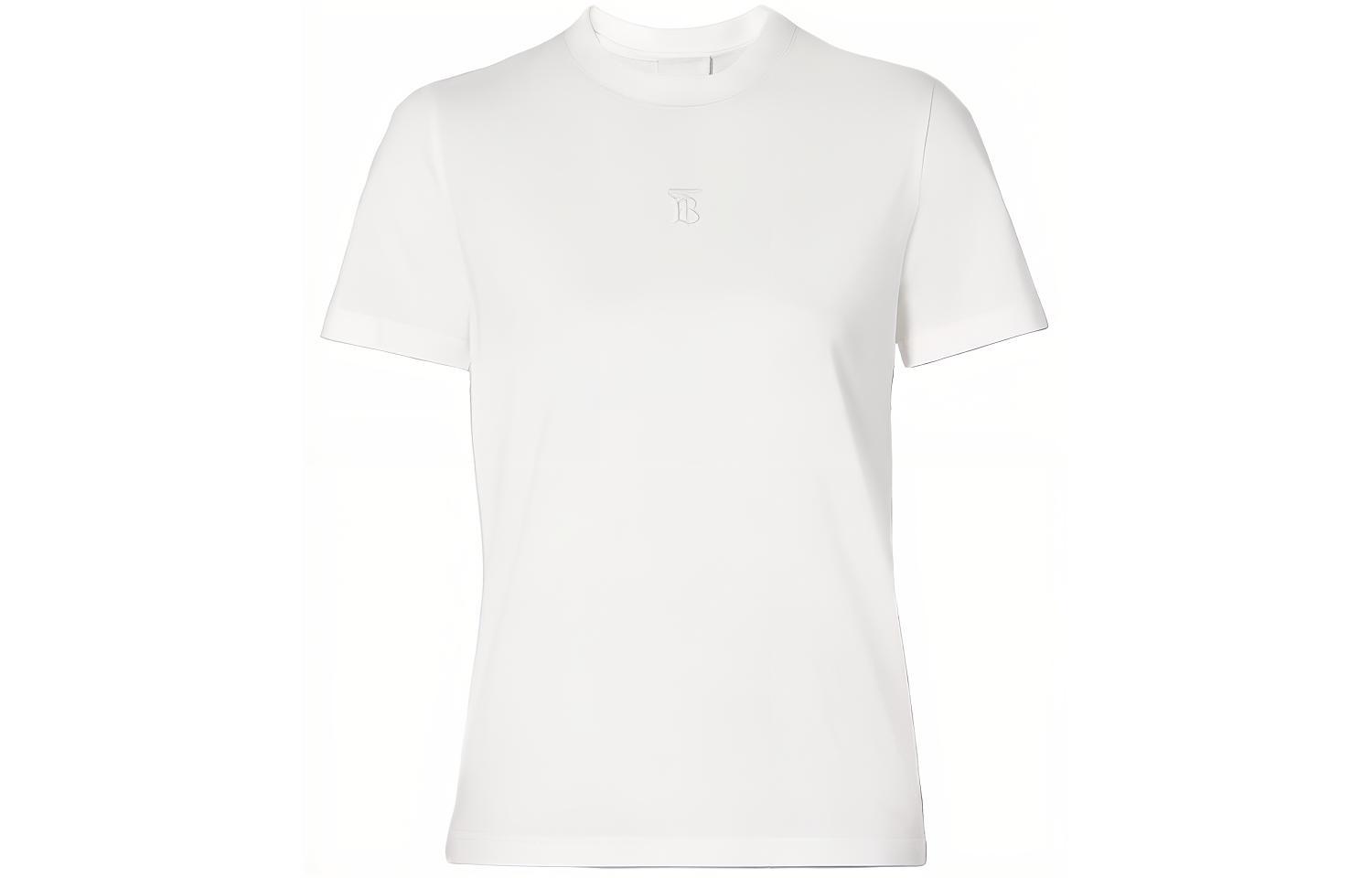 (Women) Burberry White Monogram Motif Embroidered Logo Cotton T-Shirt 80151861