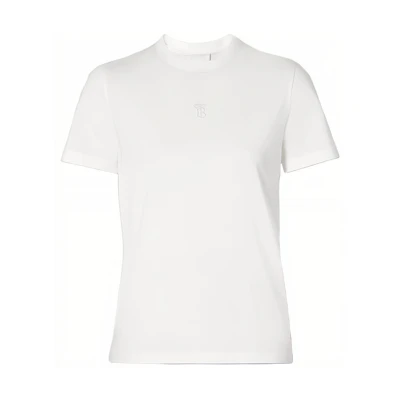 (Women) Burberry White Monogram Motif Embroidered Logo Cotton T-Shirt 80151861