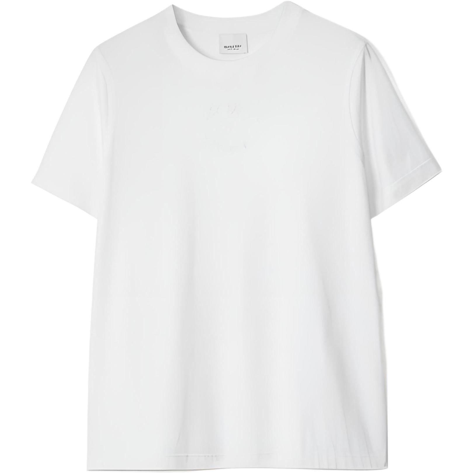 Buy (W) Burberry Putih Kaos Bordir Logo Leher Bulat T-Shirt SS23. 80691091