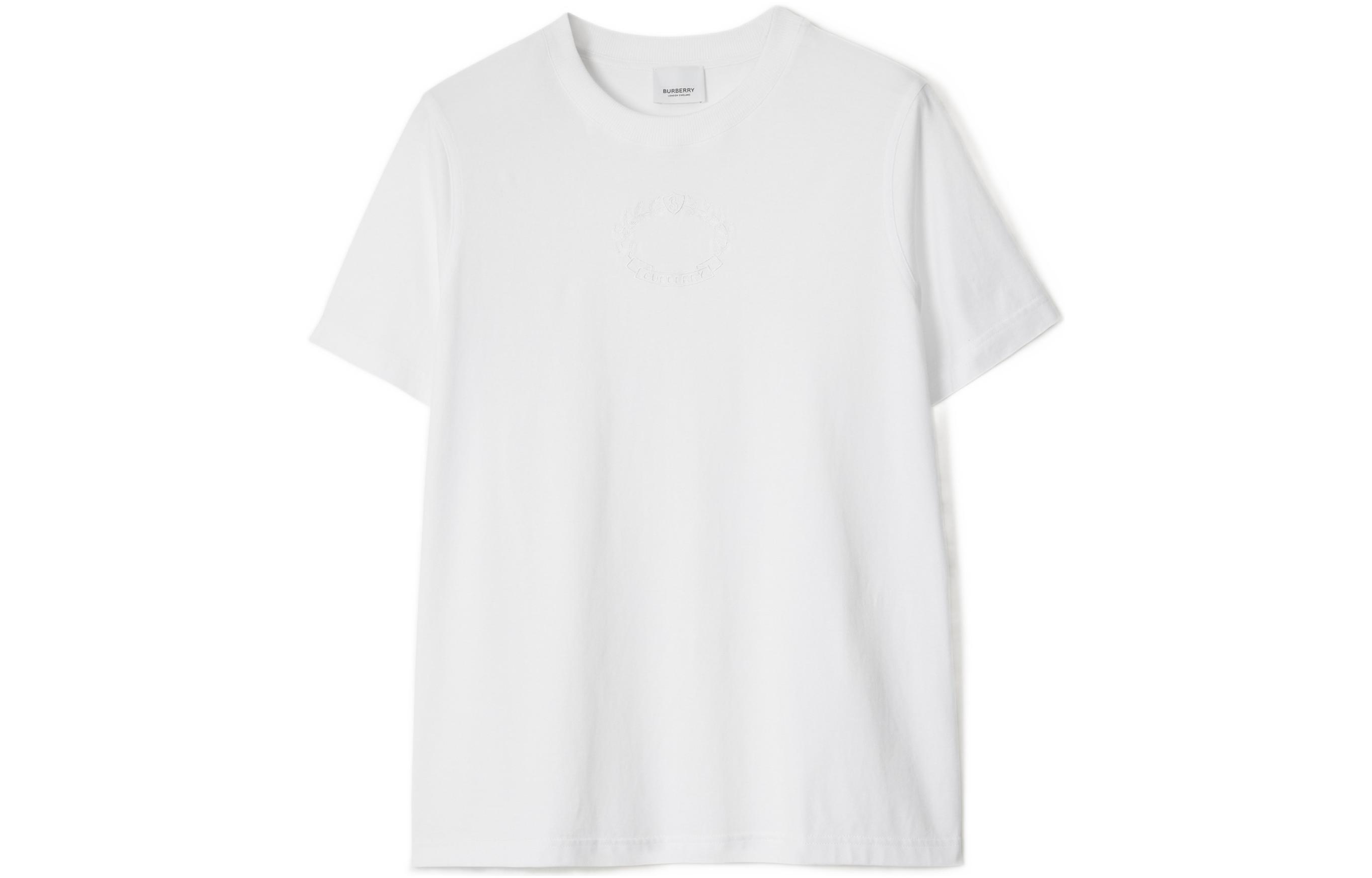 Order (W) Burberry Putih Kaos Bordir Logo Leher Bulat T-Shirt SS23. 80691091