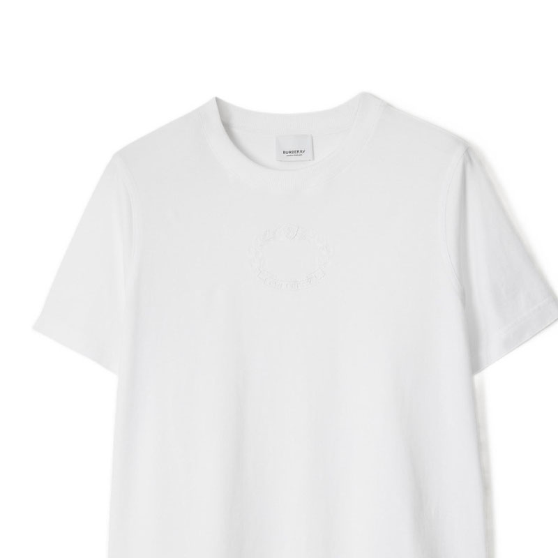 Details for (W) Burberry Putih Kaos Bordir Logo Leher Bulat T-Shirt SS23. 80691091